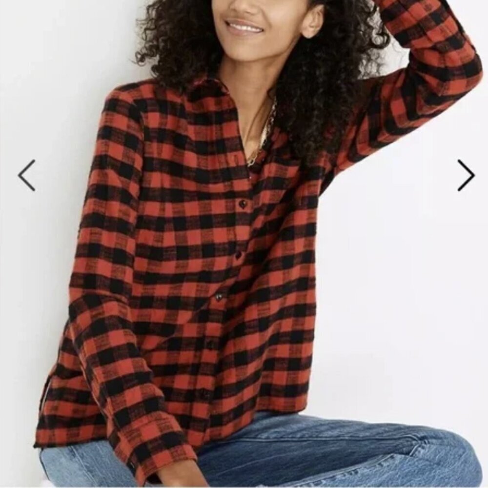 Madewell Flannel Oversized Ex-Boyfriend Shirt in Buffalo Check